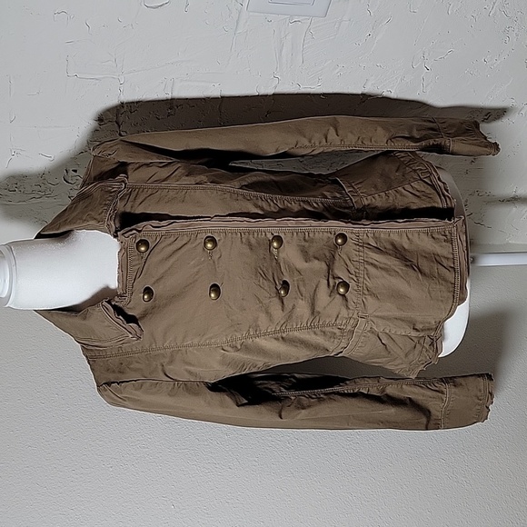 Ann Taylor Loft Jacket Coat Military Utility Pockets Peplum Fitted Olive Green 6 - Picture 1 of 16